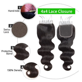 Natural Black Bundles With Closure