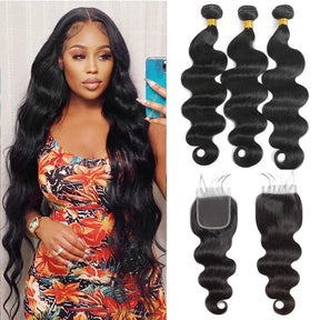 Natural Black Bundles With Closure