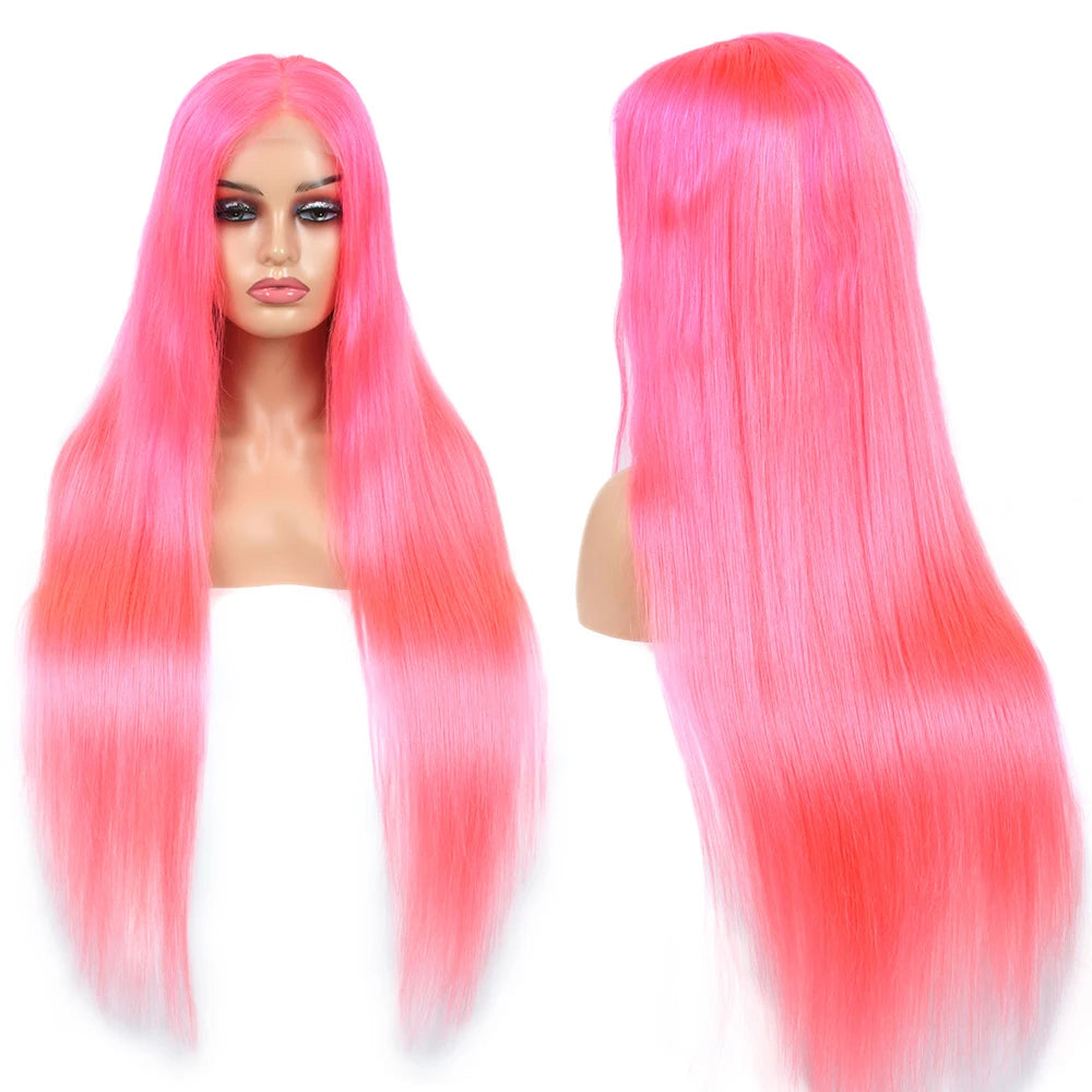 Pink Straight Frontal Wig